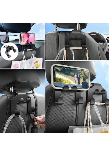 Telefon Tutuculu Düzenleyici Araç Koltuk Arkasına Takılabilen Plastik Askılık