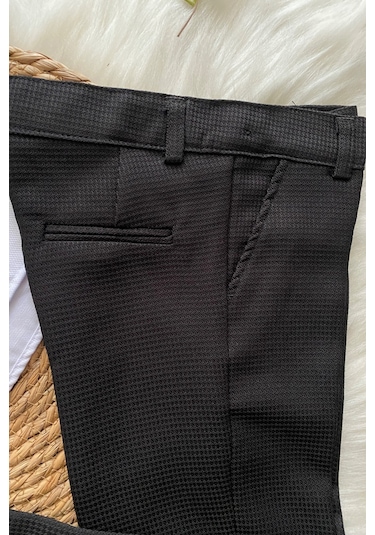 Matrix Yelekli Zincirli Erkek Çocuk Takım Elbise Siyah