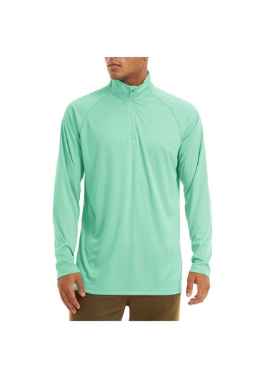 Tacvasen Erkek Anti-uv Güneş Korumalı Uzun Kollu Zip T-shirt Yaz Golf Egzersiz Cnturkuazerkek Turkuaz