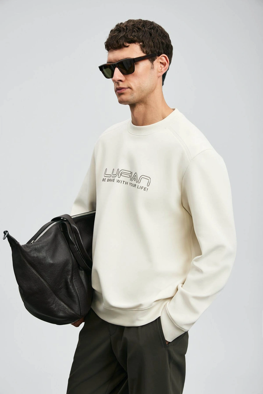 Lufian Luther Ekru Erkek Sweatshirt 112030171 Ekru