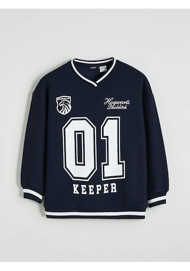 Lc Waikiki Lacivert Harry Potter Baskılı Kadın Kalın Sweatshirt