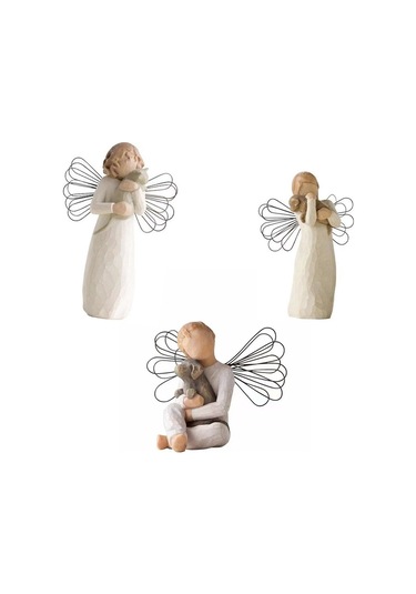 Söğüt Reçine Taklit Ahşap Oyma Dostluk Melek Heykeli Reçine El Sanatları Ev Dekorasyonu Çift Süsü Ayakta Duran Ve Bir Kedi Tutan