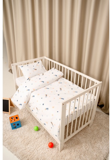 Bebek Nevresim Takımı Fermuarlı 95x145 CM Mavi Yıldız