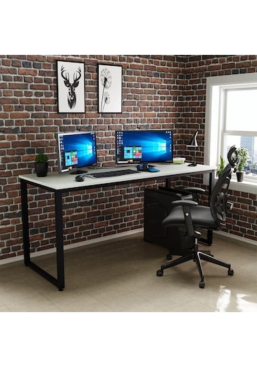 Ceramical 160 Cm Çalışma Masası - Beyaz Beyaz