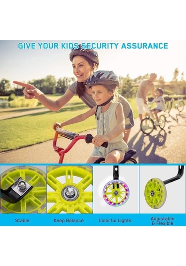 Ebitda Xindoker 12-20 İnç Bisikletler İçin Ayarlanabilir Eğitim Tekerlekleri - Sessiz Denge Tekerleği Seti Sarı/ Sarı