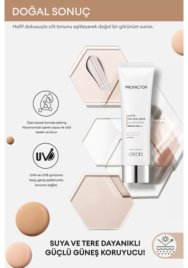 Cre'ars Hafif Kapatıcı Pürüzsüz Görünüm Sunan Güneş Kremi Natural Beige SPF50+ 50 ML