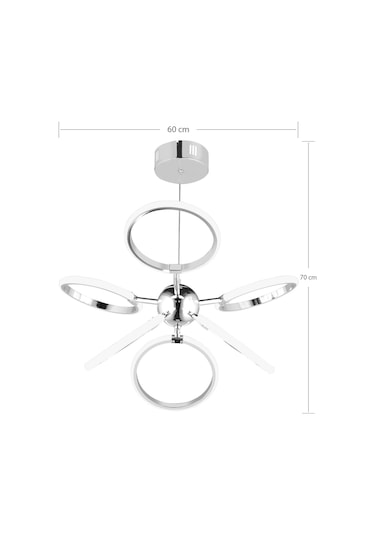 Ld 072 Model Krom 3 Renkli Salon Ve Oturma Odası İçin İdeal Alüminyum Avize, 65x70 Krom