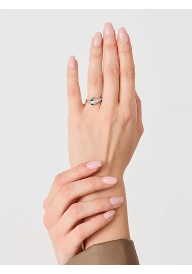 Pavlova Jewelry 925 Ayar Gümüş Zümrütlü Nano Yılan Yüzük 203866740 Gri