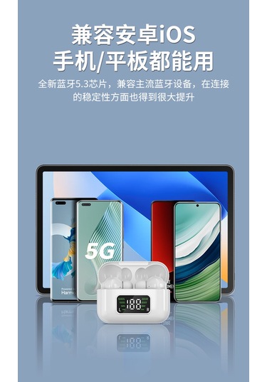 Aurora Yeni Bluetooth Kulaklıklar Dijital Ran Kulak İçiçger Kablosuz Mavi