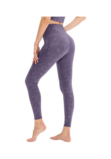 Kosona Kadınlar İçin Yoga Taytları - Kamuflaj Desenli - Rahatsız Edici Çizgisi Yok - Nefes Alır Hızlı Kuruyan - Yüksek Bel Kalça Geliştirici - Spor Jogging İçin Dar Paça Pantolon - Mor 8/l Avrupa Bedeni Mor