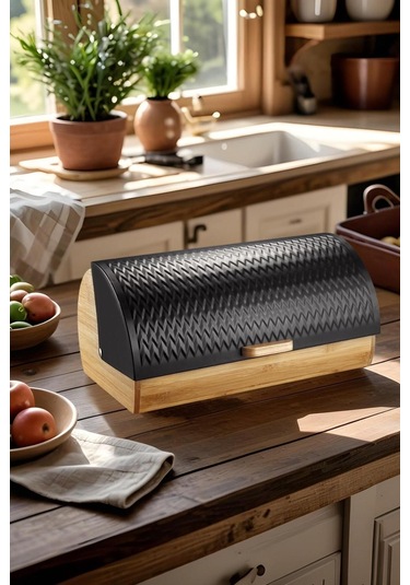 Benito Bambu Ekmek Dolabı Siyah