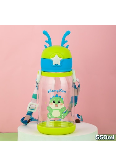 Porsima 21.0002-1 Matara Geyik Temalı Stickerlı Askılı Suluk - Su Şişesi - Yeşil 550ml Yeşil