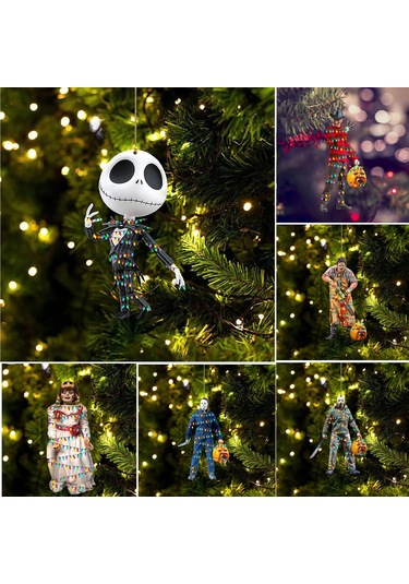 Dofolink Akrilik Noel Ağaç Örgüsü Araç Gerçekçi Ayna Asısı - 6 Adet 1 ,2 ,3 ,4 ,7 ,8 Noel Dekorasyonu Hediyelik Etiket