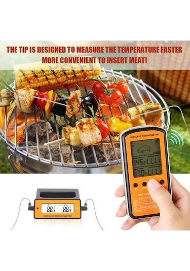 Sones Kablosuz Uzaktan Barbekü Termometresi Çift Prob Dijital Pişirme Et Gıda Fırın Termometresi