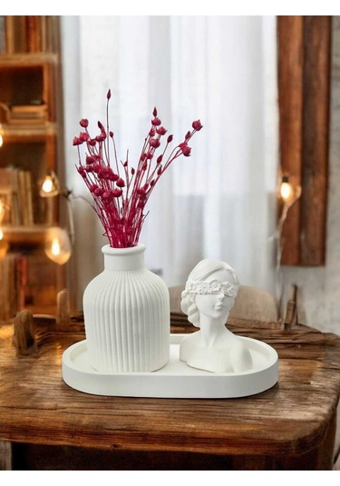 Bernami Mumluk Şamdanpinterest Kadın Figürlü Vazo Seti & Dekoratif Obje & Tabak & Roller Vazo Diğer