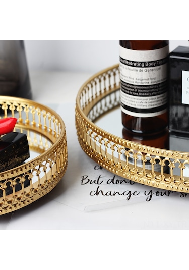 Shineyee Nordik Modern Desenli Altın Büyük Boy Demir Gümüşlük, Ev Dekorasyonu Ve Çeşitli Eşyaları Saklamak İçin Pratik Organizer