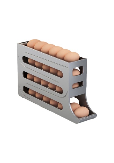 Fosenze Otomatik Yumurta Dolumlu Çok Katmanlı Buzdolabı Yumurta Saklama Kutusu - Gri Gri