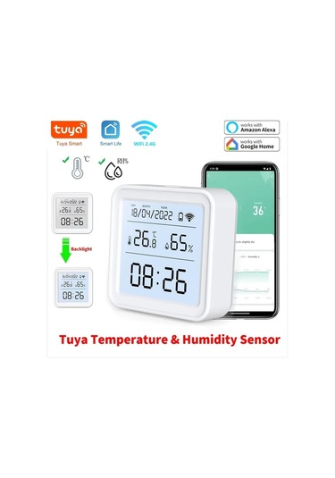 Motion003 24 Saatlik Tuya Akıllı Wifi Sıcaklık Nem Dedektörü Higrometre Sensörü Alexa Google Home Uyumlu