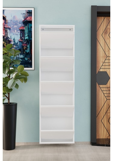 5 Kapaklı Metal Ayakkabılık Beyaz Beyaz