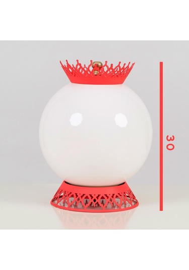 Taçlı Küre Abajur Pembe