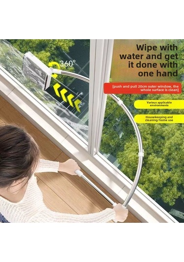 Kosona Ev İçin Yüksek Kat Pencere Temizleyici - Çift Taraflı Silecekli, Yüksek Kat Pencereler İçin Pratik Cam Temizleme Aleti Gri Beyaz Diğer