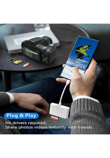 Willowhaven Usb Type C Sd Tf Kart Okuyucu Beyaz İphone Android Windows Laptop Telefon Adaptörü