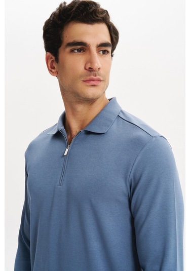 Arma Erkek Basic Slim Fit Fermuarlı Polo Yaka Sweatshirt İnce Modal Pamuk Elastan Karışımlı Örme İnterlok Kumaş K30554989002 Mavi Arma Erkek Basic Slim Fit Fermuarlı Polo Yaka Sweatshirt İnce Modal Pamuk Elastan Karışımlı Örme İnterlok Kumaş K30554989002 Mavi
