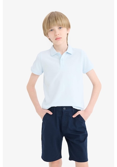 Defacto Erkek Çocuk Polo Yaka Basic Düz Pike Tişört K1689a625aube773 Mavi
