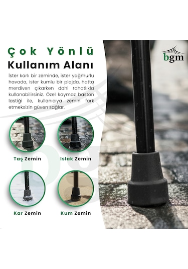 Baston Katlanabilir Denge Bastonu Yüksek Kalite Ayarlanabilir Baston Siyah