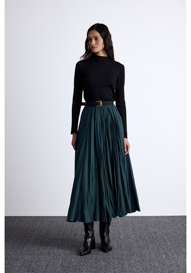 Pılıse Maxı Etek Yeşil Yeşil