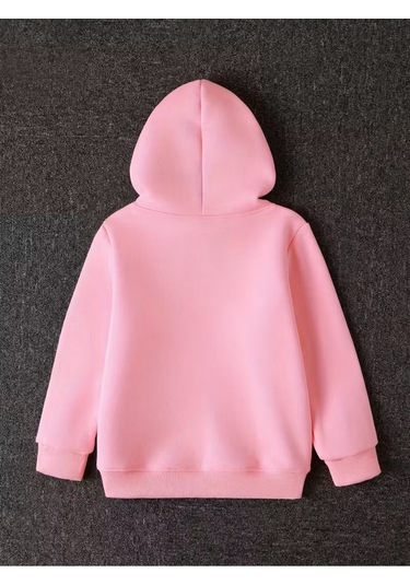 Kışlık Kapüşonlu Sweatshirt, Çocuk We Milano İtaliy Baskılı Pembe