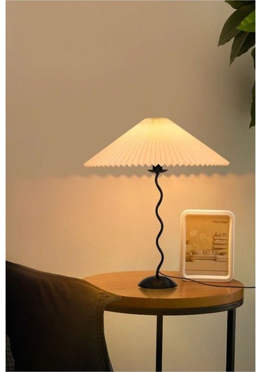 Modern Tasarım Zigzag Umbrella Abajur Masa Lambası Siyah Siyah