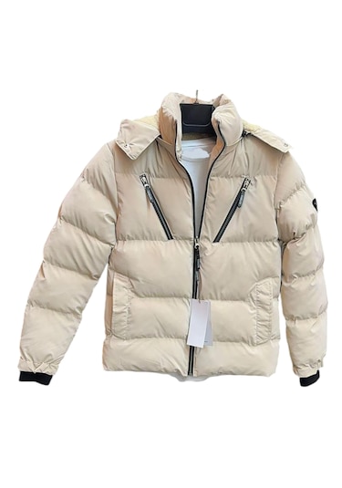 Kız Çocuk /erkek Çocuk Çapraz Fermuar Model Kapüşonu Çıkabilen İçi Peluş Astarlı Bej Renk Mont Bej