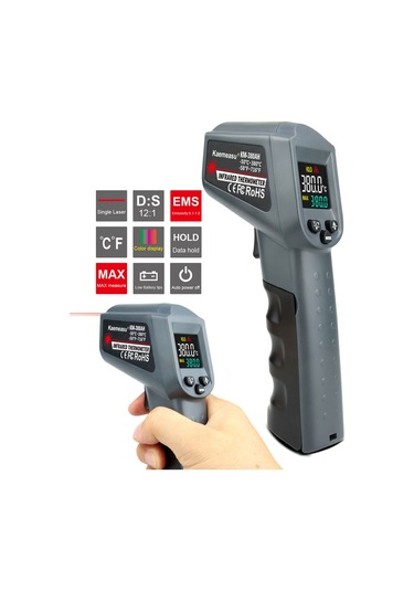 Tenfowee Km-380ah El Tipi Kırmızı Işık Enstrümanı: -50 C/+380 C Aralığında Lcd Ekranlı, Veri Tutma Özelliğiyle Plastik Endüstriyel Isı Ölçer Pil Yok