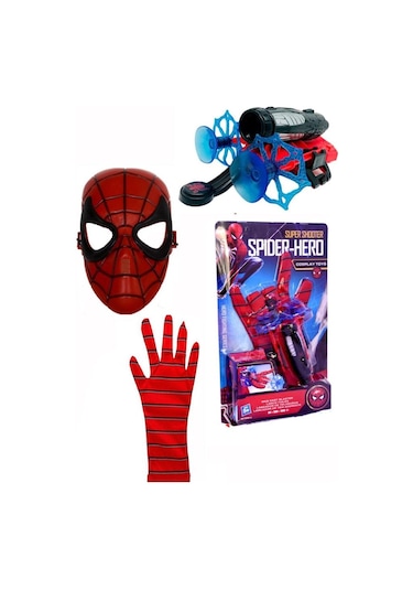 Örümcek Adam Spiderman Ok Atan Vantuz Ağ Fırlatan Eldiven Maske S