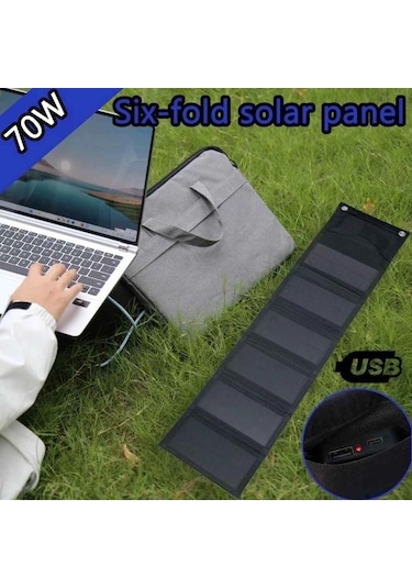 Besthome1 Altı Kat Taşınabilir Güneş Paneli, Yüksek Verimli Tek Kristal Silikon, Kamp, Karavan, Açık Güç Şarj İstasyonu