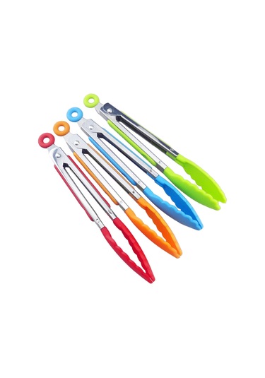 Youtek 20 Cm Islak Ve Sıcak Yemekleri Tutmak İçin Paslanmaz Çelik + Silikon Uçlu Mutfak Kelepçesi Rastgele Renk: Kırmızı, Turuncu, Yeşil, Mavi, Mor Çok Renkli