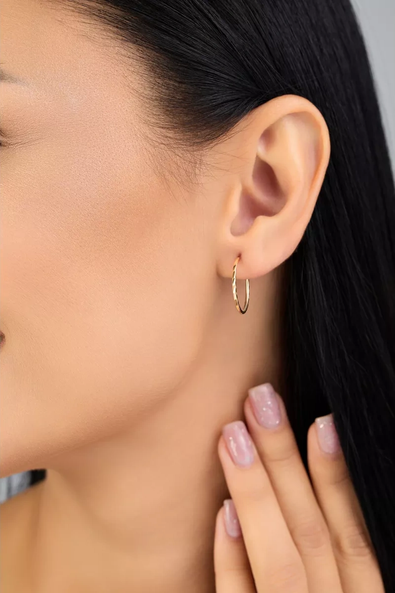 Mıx Jewelry Kongo Halka Küpeler 925 Ayar Gümüş, Çap 15 Mm 123874776 Altın