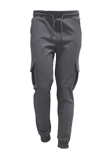 Erkek Çocuk Basic Kargo Cepli Jogger Paça Okul Eşofman Altı Ak2322-1 Füme