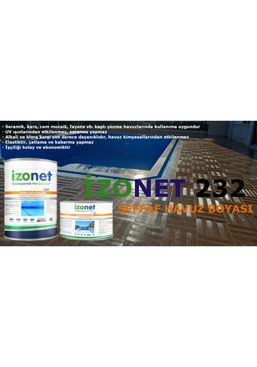 İzonet 232 Havuz İzolasyon Şeffaf Havuz Boyası 3,0+0,75 3,75 Kg