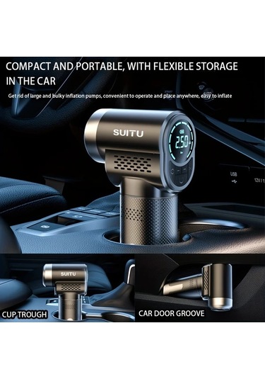 Xuweiwei 1pc Kablosuz Kablosuz El Kompresörü 150psı Elektrikli Lastik Şişirme Usb Pil Çift Güç 18650 Araba Motosiklet Bisiklet