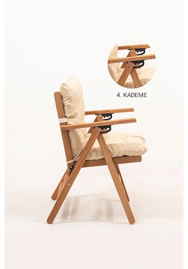 Minderli Loretta Masa Sandalye Seti 4+1 Ahşap Bahçe Balkon Teras Katlanır Set 120x70 Cm Krem Minderli Loretta Masa Sandalye Seti 4+1 Ahşap Bahçe Balkon Teras Katlanır Set 120x70 Cm Krem