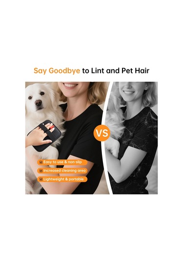 Folinda 2 Adet Elektrostatik Evcil Hayvan Tüy Temizleme Eldiveni - Tekrarlı Kullanım, Kedi Köpek Tüyünü Koltuk Halı Araçta Kaldırır Siyah