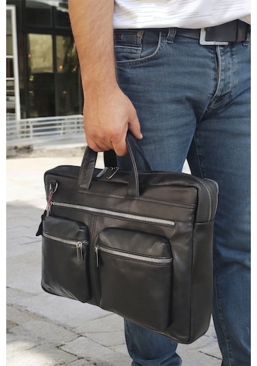 Lederax Hakiki Deri Evrak Portföy Laptop Çantası Ld506 Siyah