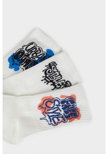 DeFacto Erkek Çocuk Rahat Lastikli 3'lü Pamuklu Uzun Çorap E5524A8NSWT1