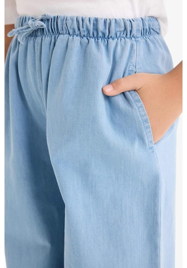 DeFacto Kız Çocuk Wide Leg Geniş Paça Jean Pantolon D7101A825SMNM39 Mavi