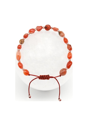 Akik Doğal Taş Makrome Örme Bileklik Şekilsiz Kesim Çok Renkli