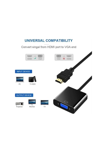 HDMI To Vga Ses Çevirici Dönüştürücü Kablo
