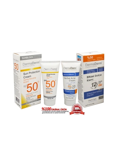 Dermaderm Faktör Güneş Kremi Spf 50+ 100 ML + Dermaderm Sivilce Kremi 100 ML