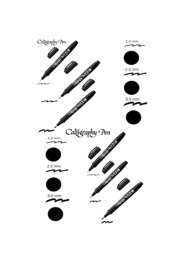 Artline Supreme Kaligrafi Kalemi 1.0 Mm 2.0 Mm 3.0 Mm Siyah 6'lı Set